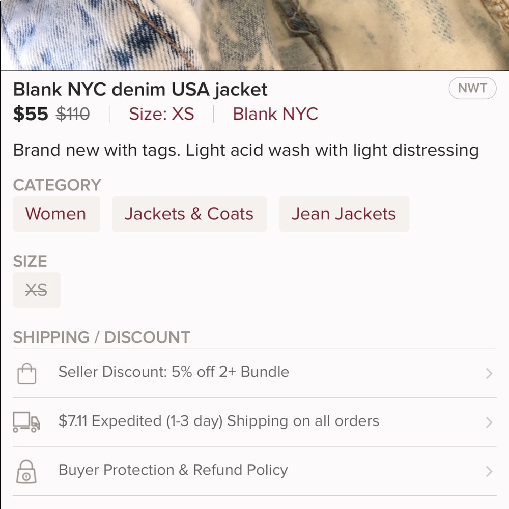 NWT Blank NYC denim USA jacket 🇱🇷 - Picture 7 of 7
